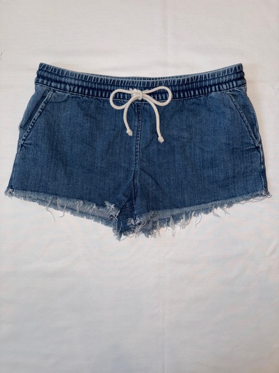 aerie Pants - aerie Denim Frayed Drawstring Shorts • Blue • Size Medium EUC